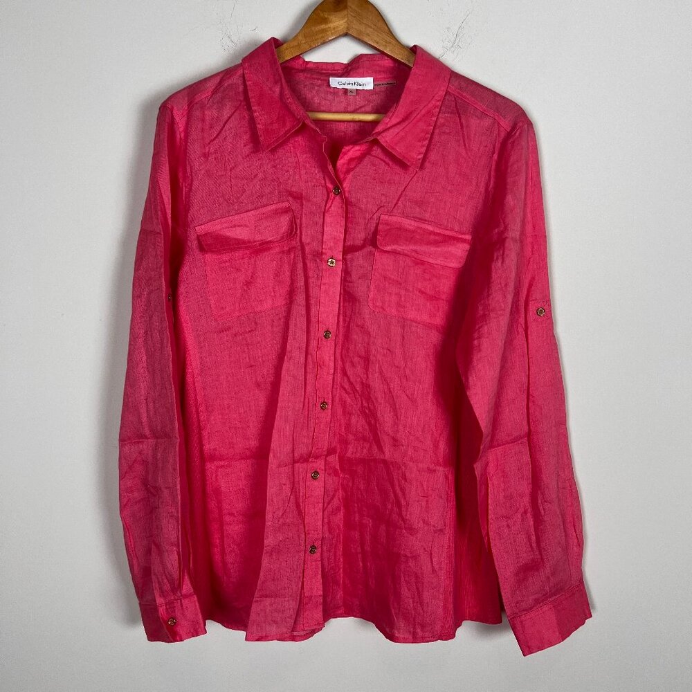Calvin Klein Vibrant Pink Button Down Shirt